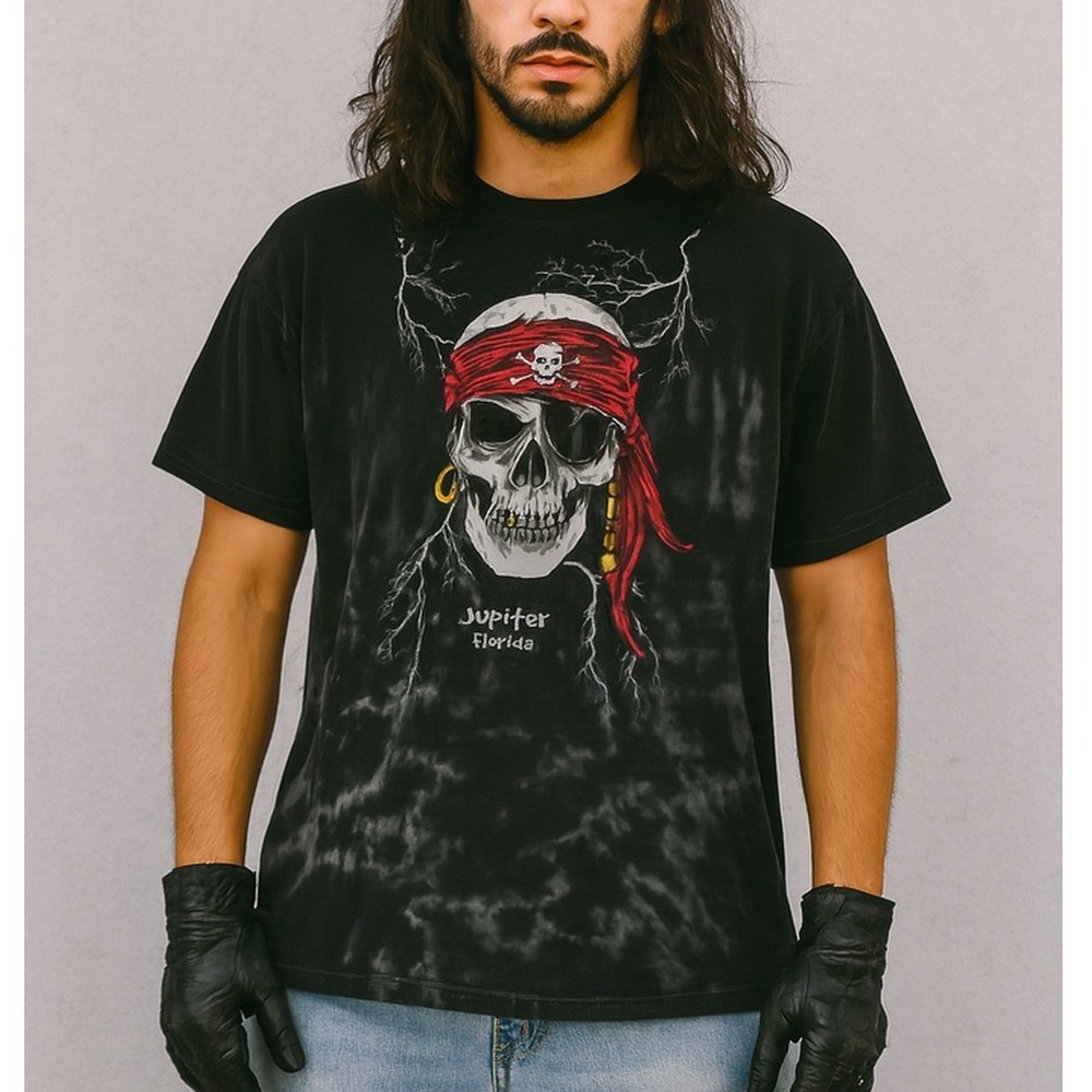 Pirate skull tee Jupiter Florida AOP tie-dye lightning alt grunge graphic
Y2K XL
